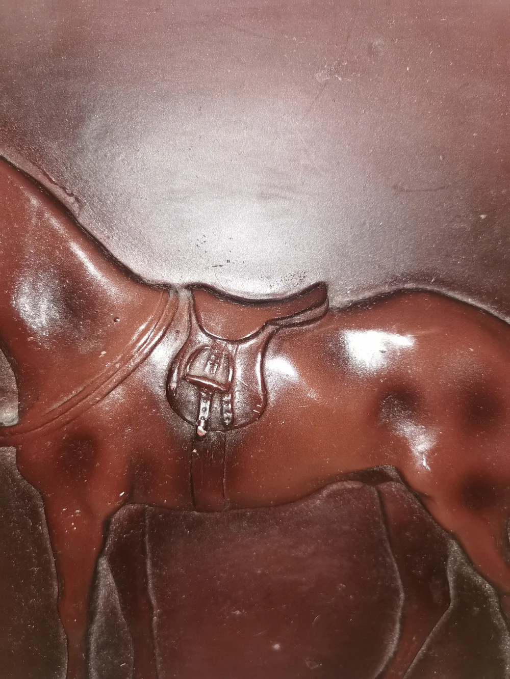 Vintage Embossed Wall Plaque Horse Brown Tone 10